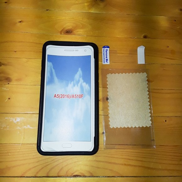 Black Textured Samsung Galaxy A5 Protective Hybrid Phone Case - Picture 2 of 5